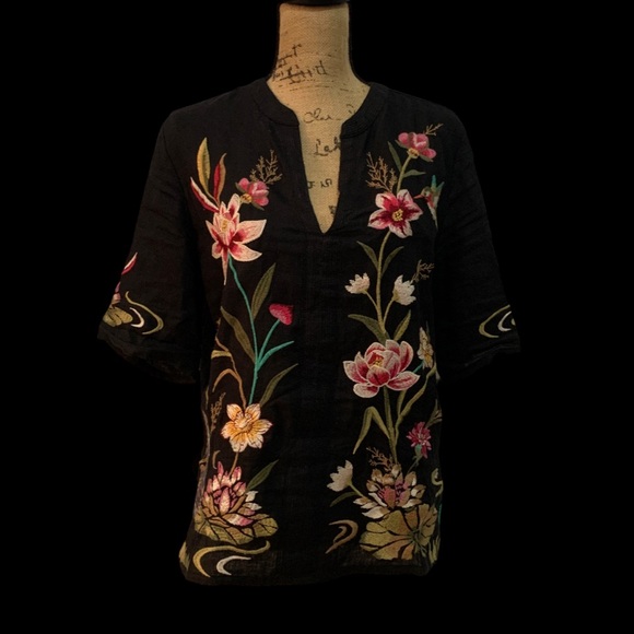 Johnny Was Maisie Embroidered Linen Blouse M - Picture 4 of 12
